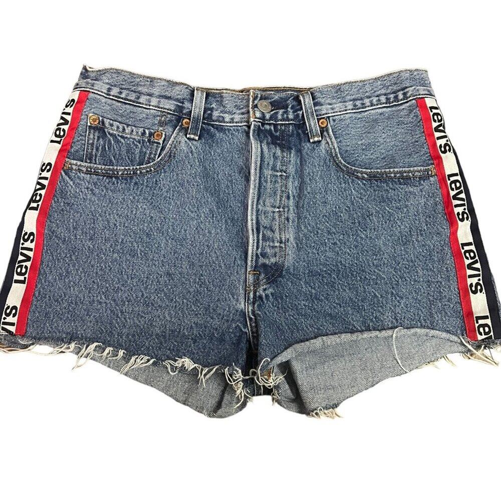 Levis 501 High Rise Logo Stripe Short Womens Shorts Size 30